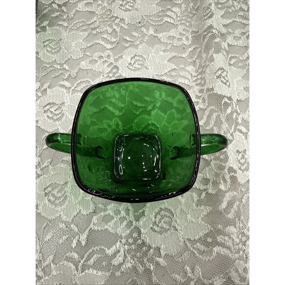 Vintage Anchor Hocking Charm Forest Green Square Creamer & Sugar - Picture 6 of 8